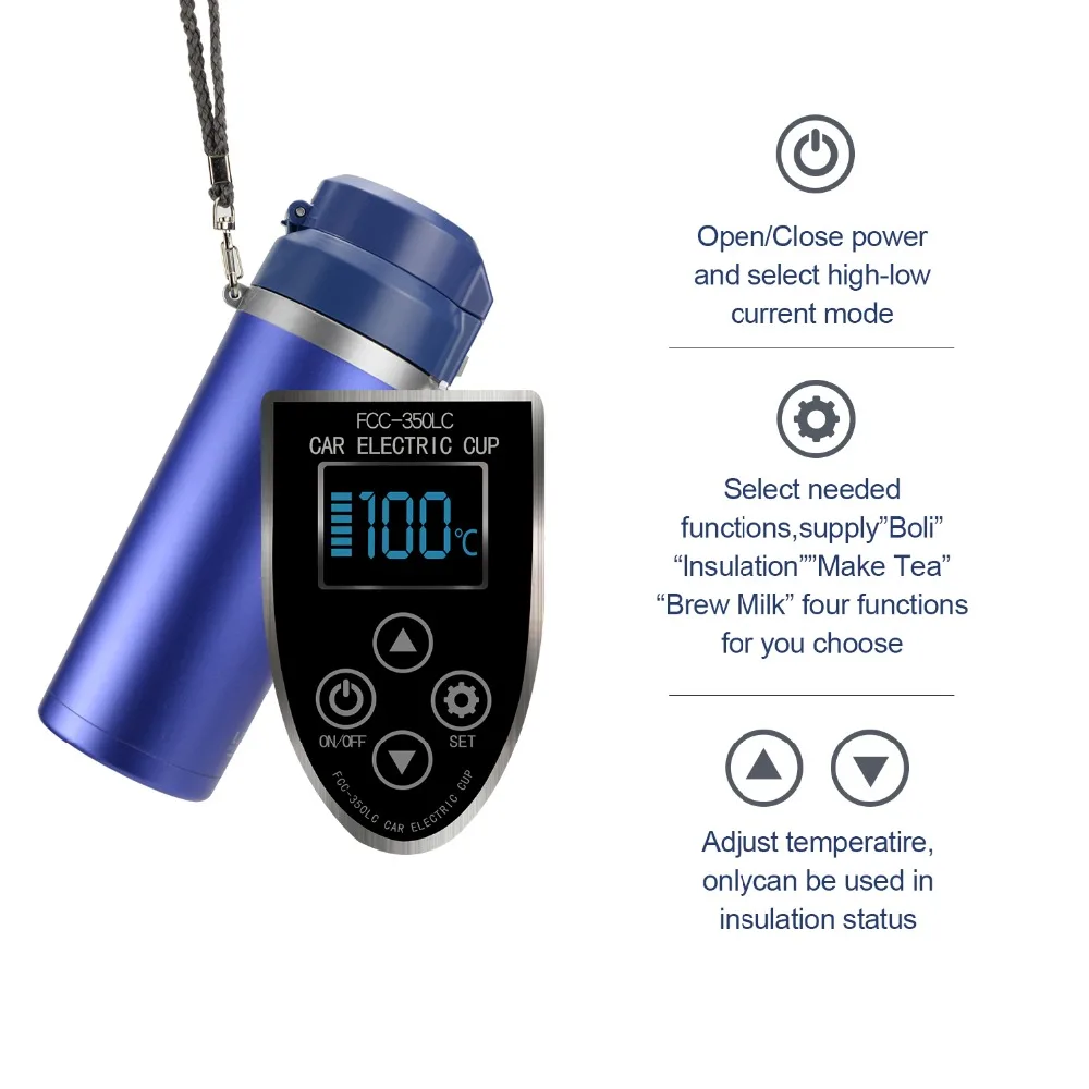 Koop 350ml Auto Verwarming Cup 12 V 24 V Boiler Waterkoker Koffie Thee Kokend Verwarmde Mok Voertuig Water heater Maker Reizen waterkoker voor Auto