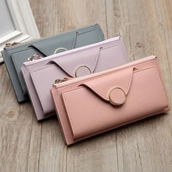 

2019 New Women Wallet Fashion Zipper Wallet Women Handbag Women Casual Buckle Double Layer Wallet Card Holders