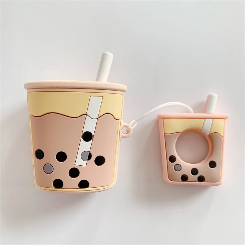 VOZRO молочный чай беспроводные bluetooth наушники чехол для Apple Airpods силиконовые наушники Чехлы для Airpods 2 защитный чехол