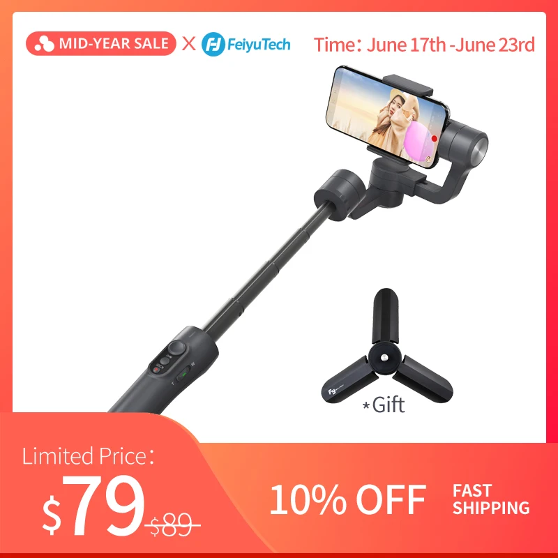 

FeiyuTech Feiyu Vimble 2 Handheld Smartphone Gimbal 3-Axis Video Stabilizer with 183mm Pole for iPhone X 8 XIAOMI Samsung s8