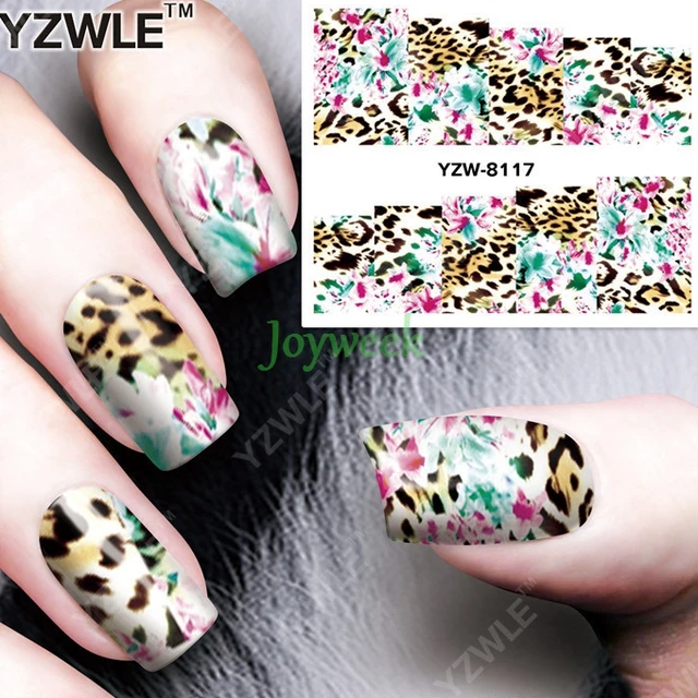 Water Sticker For Nails Art Decorations Sliders Flowers With Leopard Water sticker for nails art decorations sliders flowers with leopard nail stickers design decals manicure lacquer - Water Sticker For Nails Art Decorations Sliders Flowers With Leopard