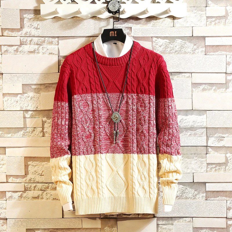 

Sweater man 2019 autumn/winter season new round collar Korean edition trend loose handsome teen stitching jumper