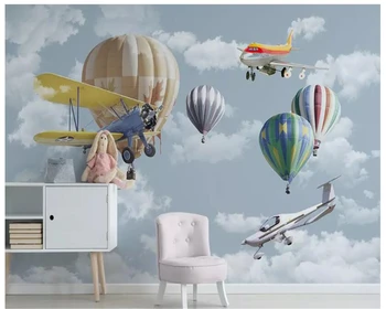 

beibehang papel de parede Nordic minimalistic hand drawn cartoon airplane balloon children room background wall hudas beauty
