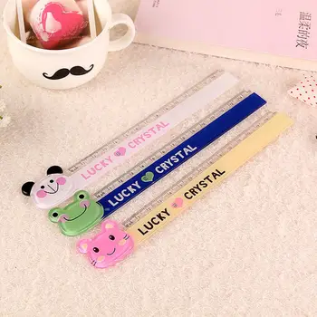 

2Pcs New Cute Cartoon Cat Panda Frog Animal Ruler 15cm Students Gift