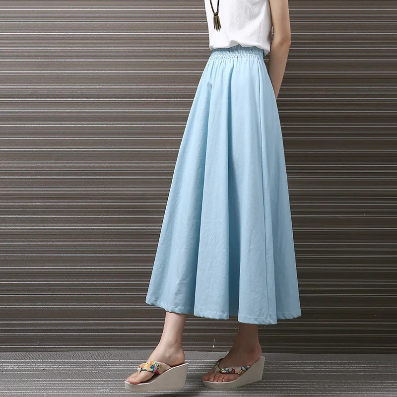 Yichaoyiliang 2017 Summer Vintage Cotton and Linen Midi Skirts Women ...