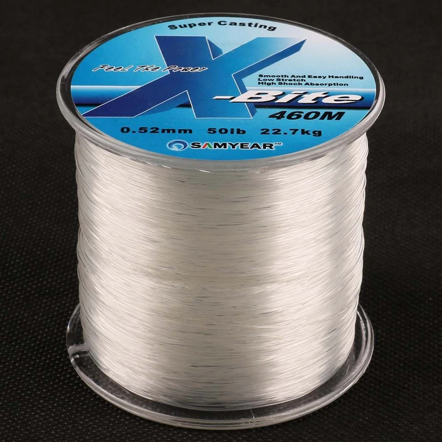 Corda de Linha de Pesca de Náilon Linha de Peixes Material da Linha de Monofilamento de Japão Super Forte Claro Branco Jip Carpa Fio 460m 50lb 0.52mm