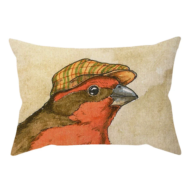 30x50cm Cute Animal Bird Wear a hat Colorful Vintage Sofa Decorative Throw Pillow Case Hen Crow Funny Car Chair Cushion Cover M088-14