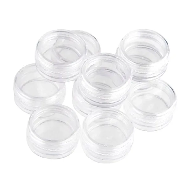 

New Arrival 10pcs Plastic Round Clear Empty Nail Bearty Art Storage Box Jar Case Container