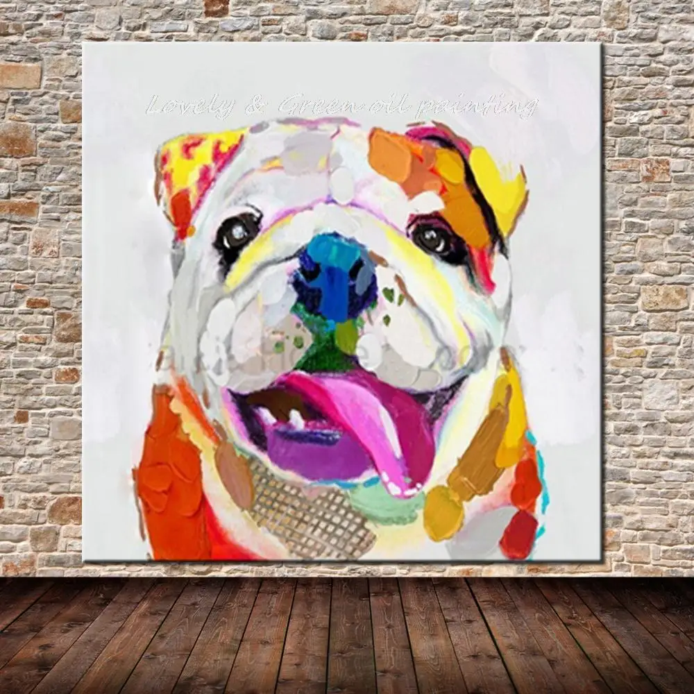 100 Hand painted Modern Art Dog Oil Painting On Canvas Handmade