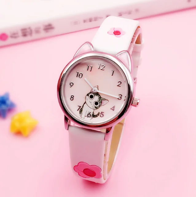 Cute Cheese Cat Pattern Kids Watch Quartz Analog Child Watches For Boys Girls St Cute Cheese Cat Pattern Kids Watch Quartz Analog Child Watches For Boys Girls St