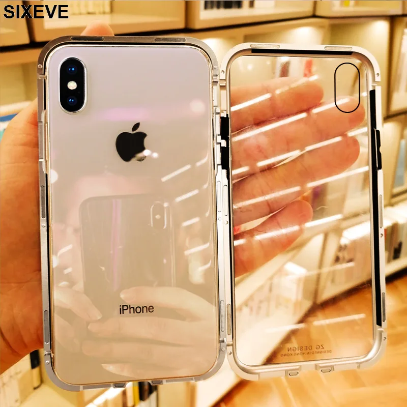 

Luxury Magnetic Adsorption For iPhone 6 s 6S 7 7S iPhone 8 Plus X 10 5 5S 5SE XS Max XR 6Plus 7Plus 8Plus Tempered Glass Metal
