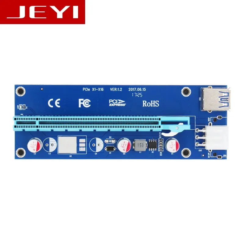 

JEYI x1-x16 Riser PCI-E pcie PCI-Express PCIExpress 1x To 16x Extension Flex Cable Extender Converter Card Adapter 5A high Power