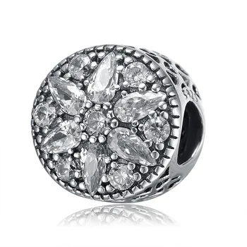 

Aceworks 100% 925 Sterling Silver Beads Radiant Flower Bloom Charms with Clear CZ Fit European Bracelets DIY Jewelry LHQ24103