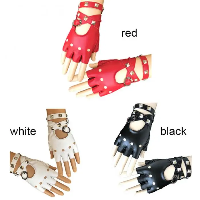 1 пара перчаток на пол пальца из искусственной кожи в стиле рок, панк, с заклепками, без пальцев, мотоциклетные перчатки, новинка