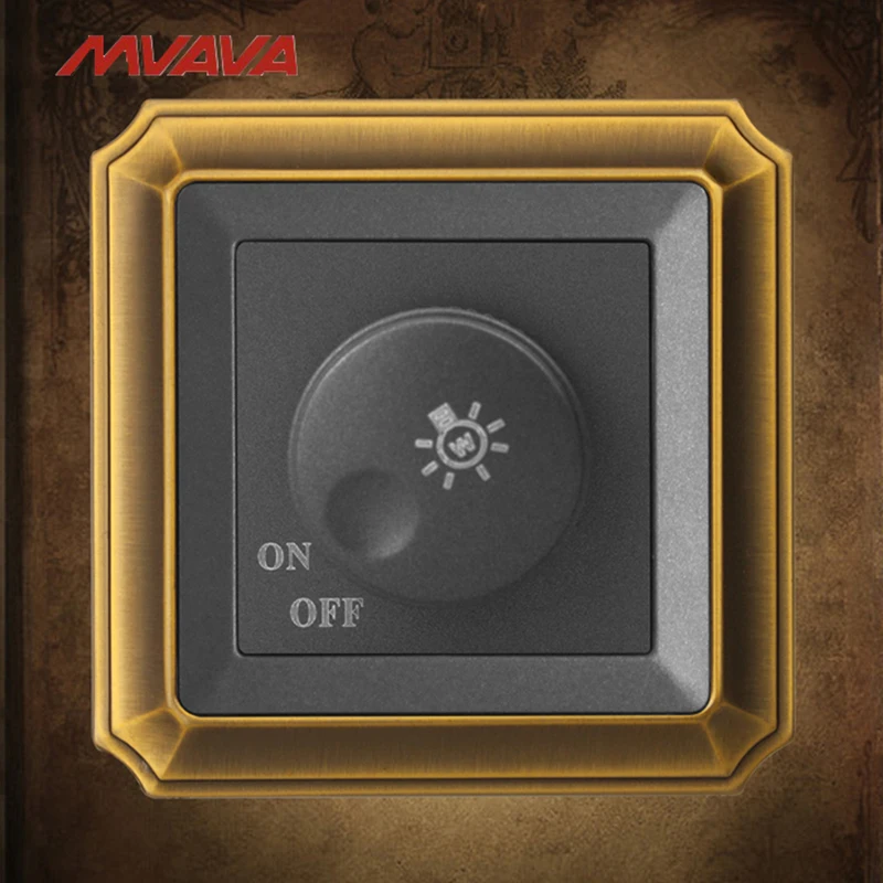 

MVAVA Lamp Brightness Light Control Wall Rotate Turn ON/OFF Switch Decorative Dimmer 500W Bronzed UK/EU Standard Free Shipping