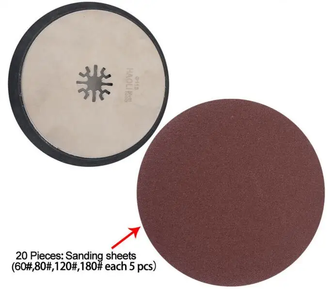 Round sanding pad + 20 pcs sanding paper for multimaster Oscillating
