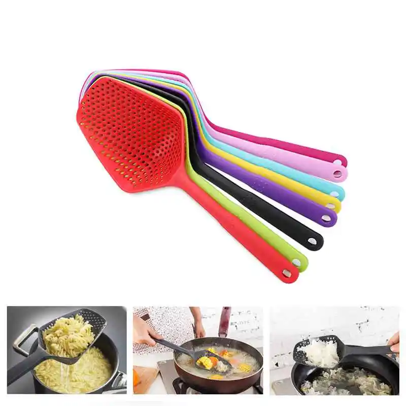 Foldable Colander Leak Spoon Drain Shovel Plastic Food Colander Scoop