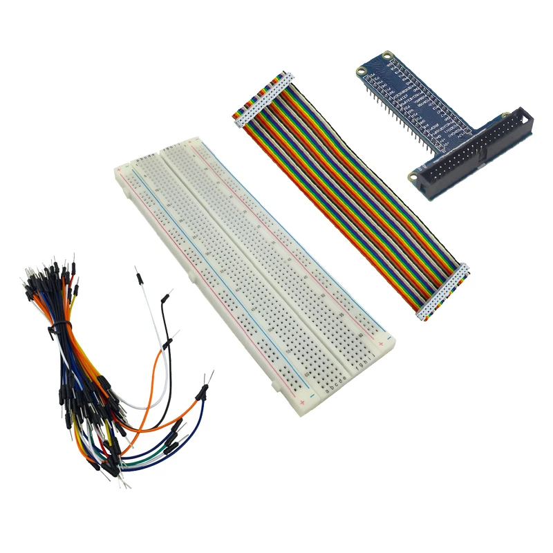 

Raspberry Pi 3 MB-102 830 Point Breadboard + 40pin GPIO Board + 40pin GPIO Cable + 65pcs Jumper Cable for Arduino for Orange Pi