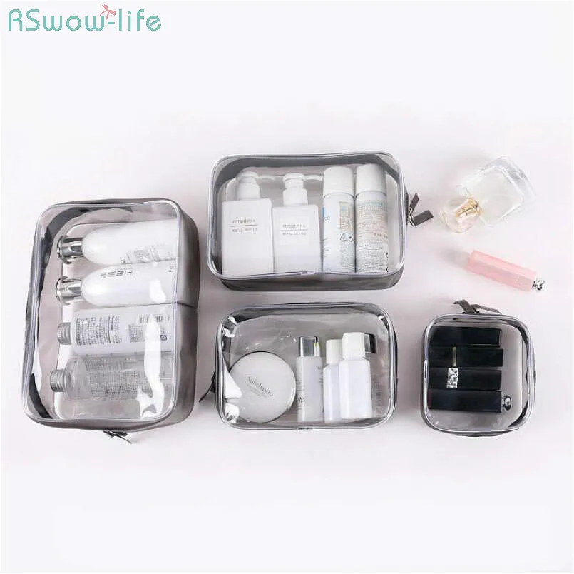 Classic Transparency Storage Bag Wash Cosmetics Supplies Luggage Organizer Bathroom Travel PVC Portable Packing Waterproof Bags