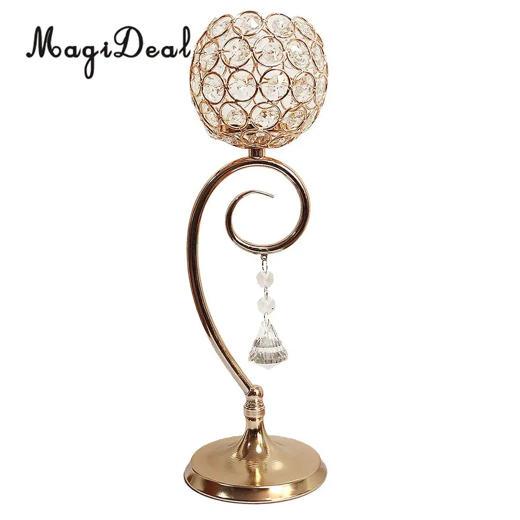 2pcs Gold Crystal Candle Holders Coffee Table Decorative Centerpiece Candlesticks for Wedding Party Dining Table Decorations