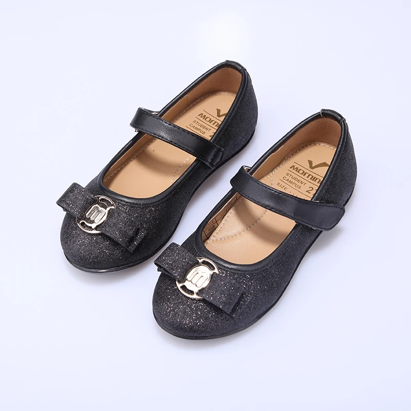 Girls Shoes Spring And Autumn Gold Silver Black Light Children's Shoes Non-slip Ballet Flats Leather Kids