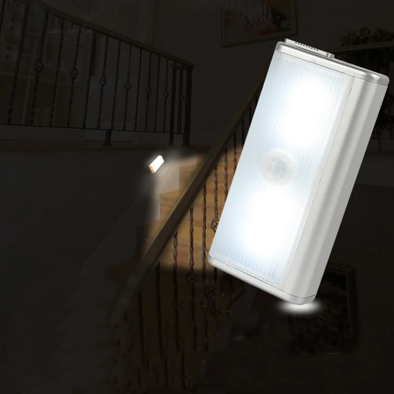 4LED USB Перезаряжаемый PIR датчик движения беспроводной светодиодный ночник лампа