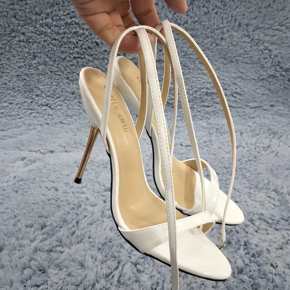 CHMILE CHAU/пикантная обувь для вечеринок; женские босоножки на высоком металлическом каблуке-шпильке с ремешком на щиколотке; большие размеры; 10,5; zapatos mujer; 3845-i8