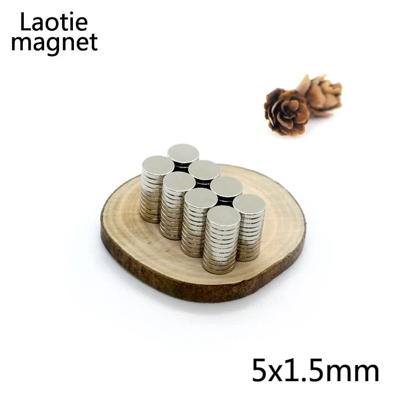 

100Pcs 5 x 1.5 mm Powerful Rare Earth Magnetic Bulk Small Round 5mm x 1.5mm Neodymium Magnets Dia 5*1.5 N35 Gallium Metal Imanes