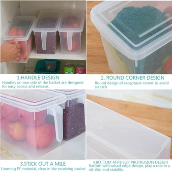 4.7L Large Transparent Food Storage Box Refrigerator Organizer with Lid and Handle Kitchen Sealed Home Organizer Food Container 2