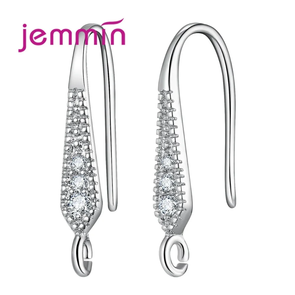 Jemmin Fine 925 Sterling Silver Dangle Earring Findings With Clear Micro Rhinestone Prevent