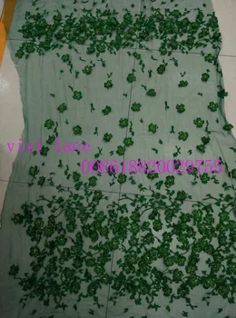 

5 yards green flower 3d luxury XXI013# embroidery net mesh lace fabric for dress sawing/party dress/occassion
