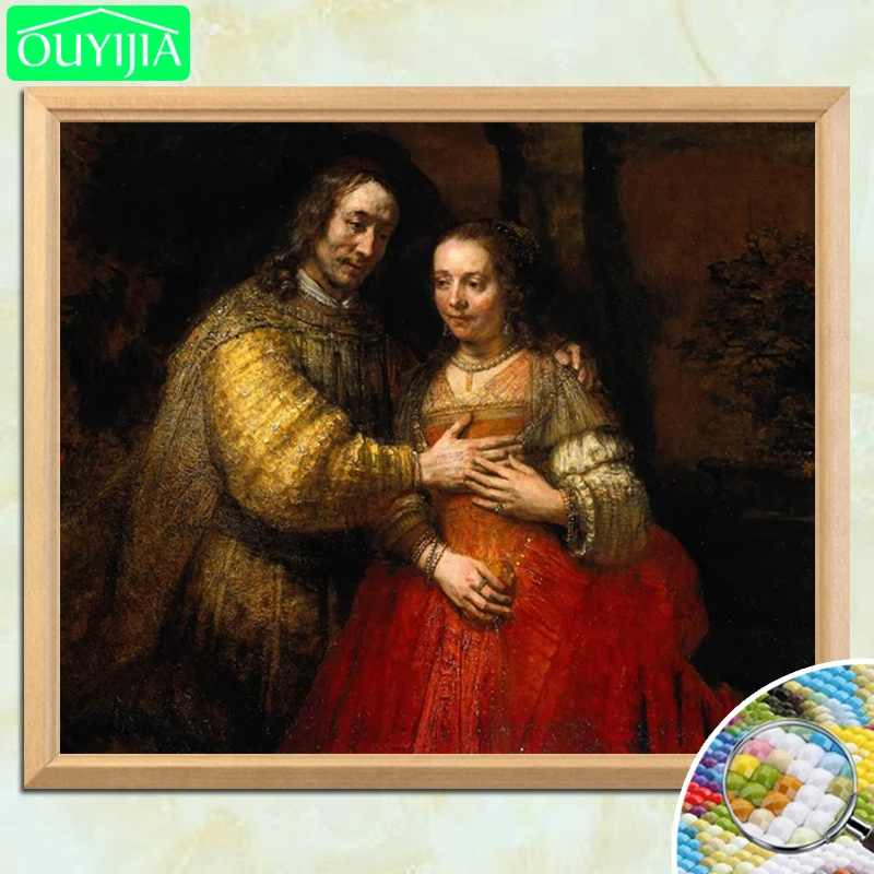 Rembrandt известная картина &quotЕврейская невеста&quot 5D DIY Алмазная полностью