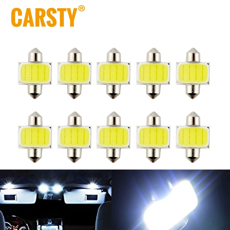 Carsty Festoon COB 31MM / 36MM /39MM/42MM 3W Car LED Bulbs Interior Dome Map Reading Lights White 12V Hot 10Pieces/lot | Автомобили и
