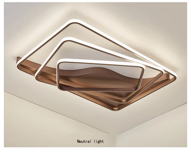 Современные светодиодные потолочные лампы прямоугольного кофейного/белого цвета для гостиной, спальни, дома, деко с регулируемой яркостью+ потолочный светильник с дистанционным управлением