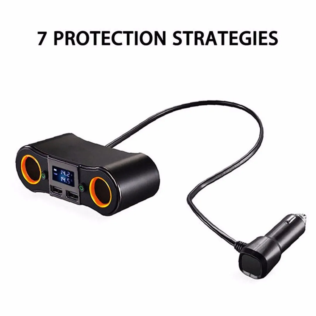 Newest 12V-24V Dual USB Charger Car Cigarette Lighter Socket Splitter Power Adapter