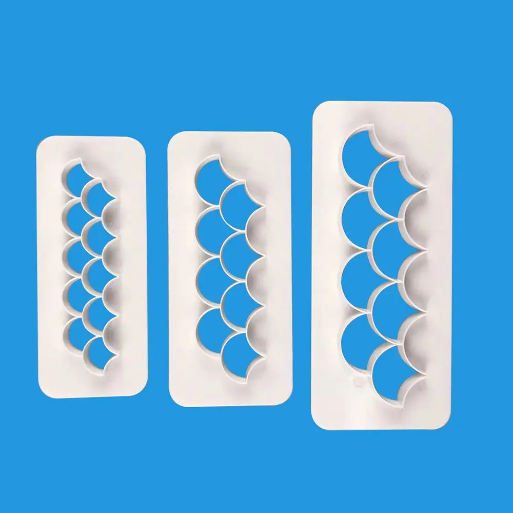 

3pc Fish Scale Clouds Geometric Cookie Cutter Embosser Fondant Biscuit Cake Mold Cake Decorating Tools Baking Pastry Accessories