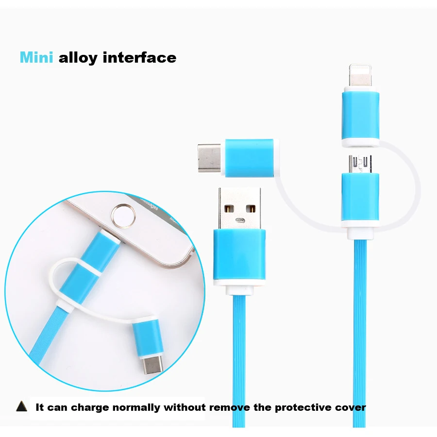 Новый кабель Micro USB type C 8pin 3 в 1 для iPhone 7 6 S Plus iOS 10 9 8 Android Xiaomi LG 2 4 быстрое заряднеое