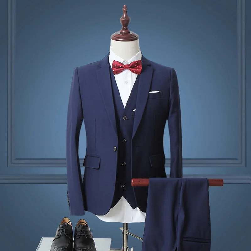 PAULKONTE 2019 Hot Solid Color 3 PCS Men Suit Fashion Slim Fit Single Button Party Formal Business Wedding Classic Men's Suit PAULKONTE 2019 Hot Solid Color 3 PCS Men Suit Fashion Slim Fit Single Button Party Formal Business Wedding Classic Men's Suit