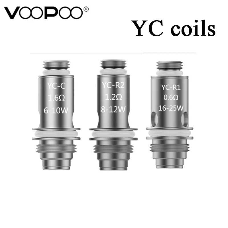 5/10 шт. оригинальный VOOPOO YC замена катушки 1.6ohm YC-C/0.6ohm YC-R1/1.2ohm YC-R2 подходит для FINIC 16 AIO/FINIC 20 AIO