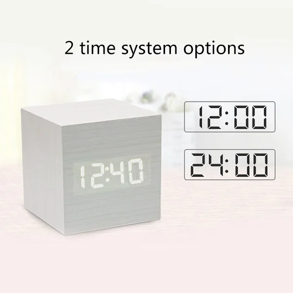 

Wooden LED Digital Alarm Clock Displays Time Date Temperature Desk Alarm Clock for Kids Home Office SLC88