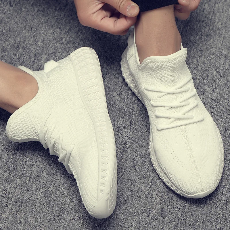

Men's shoes summer comfortable breathable fashion joker mesh fly weave small white shoes men's sports leisure running shoes