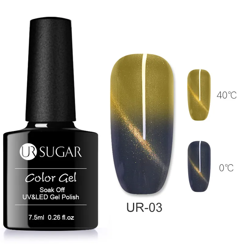 Ur Sugar 7,5 мл меняющий Цвет Гель-лак для ногтей с эффектом «кошачий глаз» Магнитный термальный Гель-лак для ногтей УФ-гель температура замачиваемый лак для ногтей - Цвет: UR03