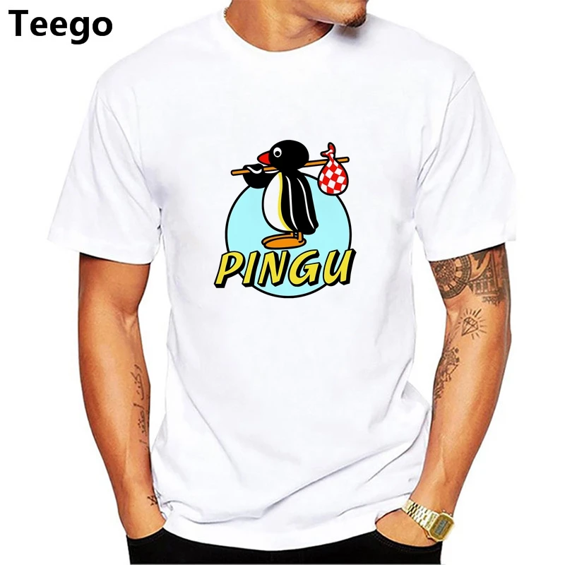 

Free shipping PINGU T-SHIRT ALL SIZES # White cotton tshirts men summer fashion brand teeshirts