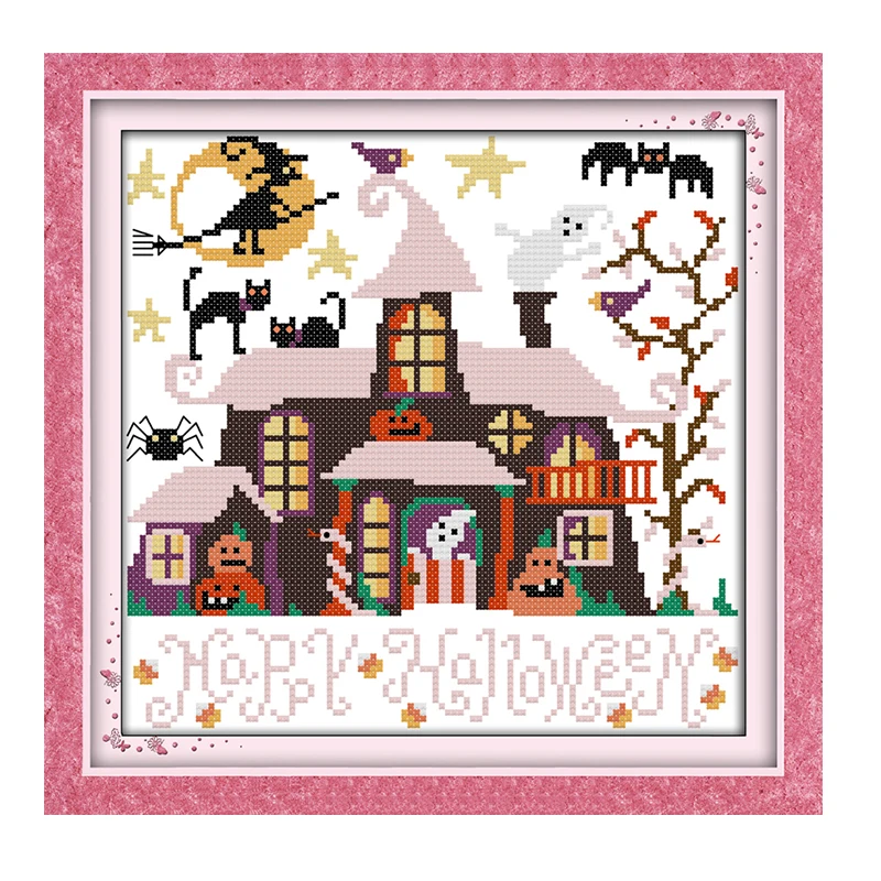 Радость воскресенье наборы вышивки крестиком Хэллоуин cabin dmc14ct 11ct хлопчатобумажной ткани детская комната подарок картина оптовая продажа