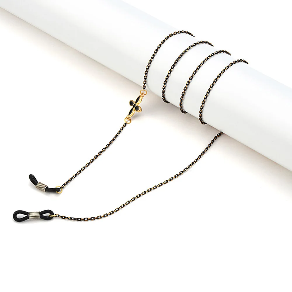 80cm-black 1 шт., очки с цветами и бусинами, металлическая цепочка для женщин и мужчин, металлические солнцезащитные очки, шнурок для очков, фиксатор для очков, ювелирные изделия - Цвет: 80cm-black