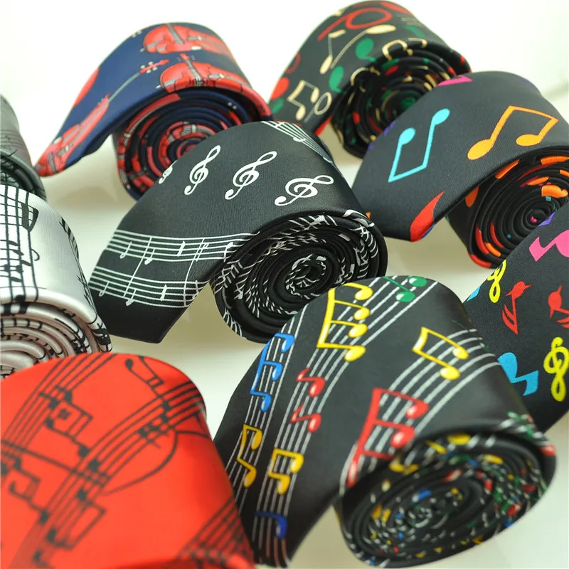 

2019 HOT Arrival Fashion 29 Designs 5cm Music Note Ties Musical Tie music notes music score sound spectrum ties-FREE SHIPPING