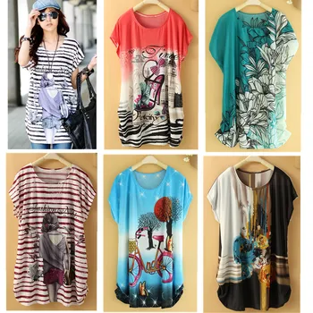 

New Fashion T Shirt Women Summer 2019 Short Sleeve Long Print Floral Plus Size Tops Tees Large Woman Clothes Roupas Femininas