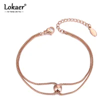 Lokaer модный OL Стиль двухслойные очаровательные браслеты браслет для женщин коробка из нержавеющей стали цепь богемные летние ювелирные изделия B19058