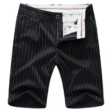 Летние новые мужские шорты кэжуал полосатые шорты мужские прямые шорты Цвет черный/темно-синий Размер 28-33 34 36 38