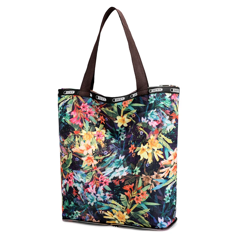 2019 Fashion Floral Shopping Bag Eco-friendly Folding Portable Shoulder bag Reusable Handbag large capacity Travel Grocery Bags